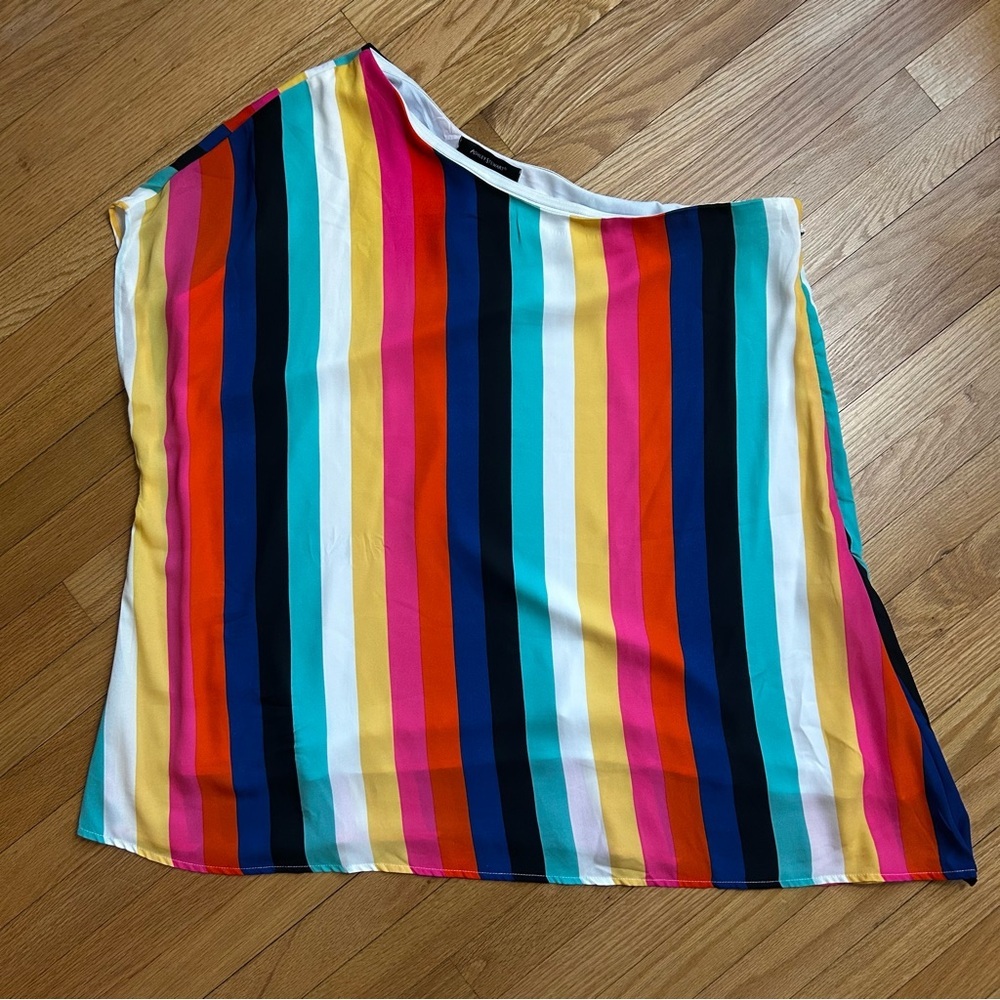NWT Ashley Stewart Rainbow Striped One Shoulder Sleeveless Blouse/Top Size 22/24